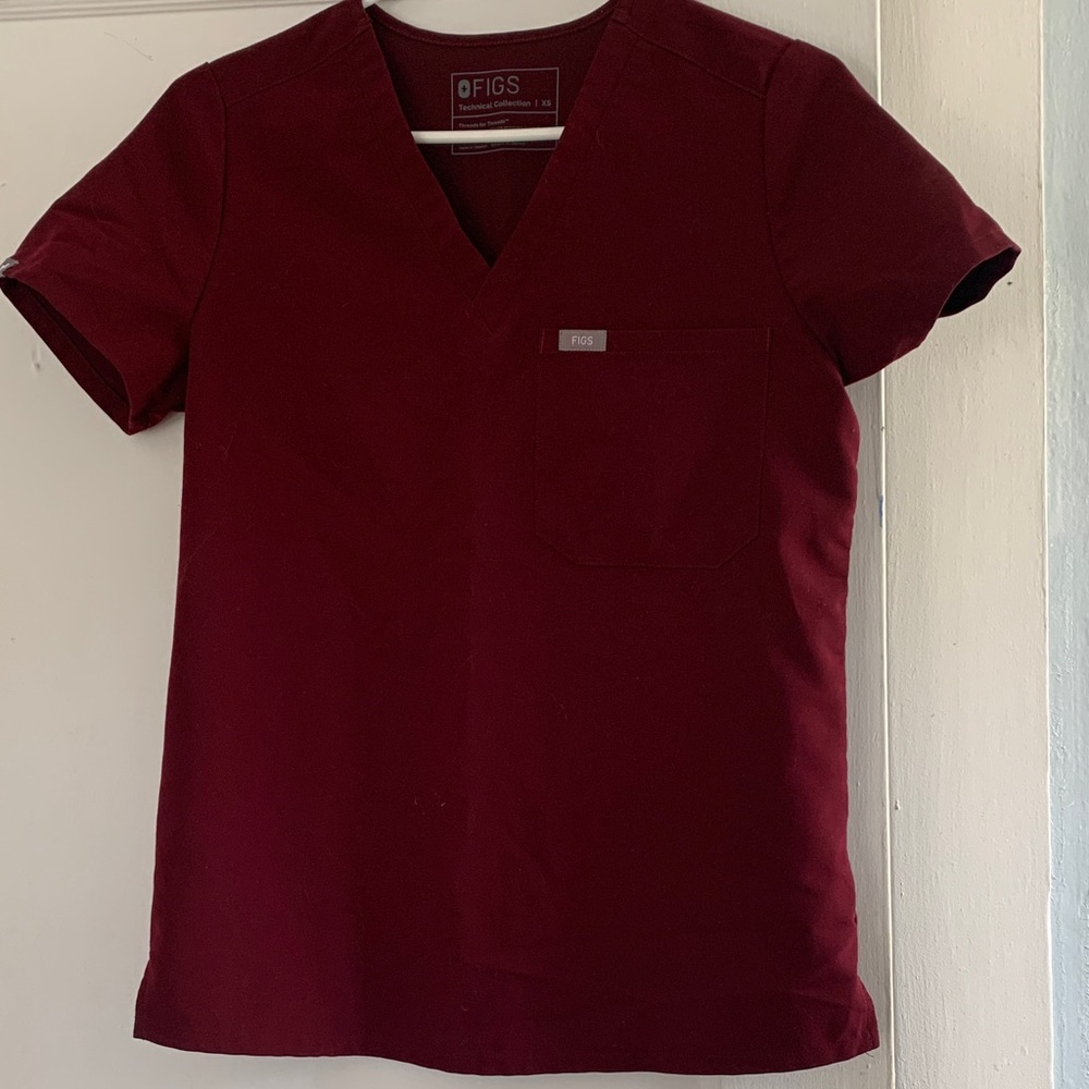 Figs Women's Burgundy Scrub Top